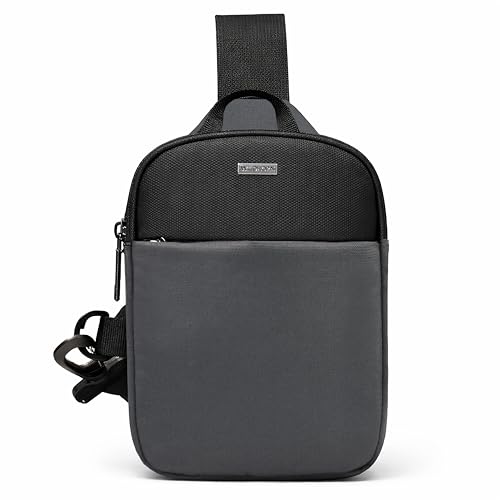 Image of WILDHORN Mini Sling Bag for Men & Women | Anti-Theft Crossbody Sling Bag | Small Chest Bag & Fanny Pack for Travel, Running, Hiking & Sports (Black & Dark Grey)
