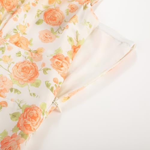 Image of Belle Poque Sun Dresses for Women Spring Summer Floral Midi Flowy Spaghetti Ruffle Wedding Guest Tea Party Dress