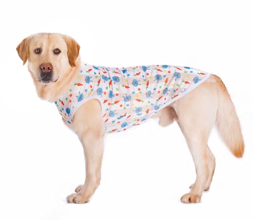Image of HDKUW Pet Clothes,Dog Summer T-Shirt Cool Breathable Sunscreen Dog Vest Clothes Outfit Costume for Medium Large Dogs Blue Rabbit 2XL