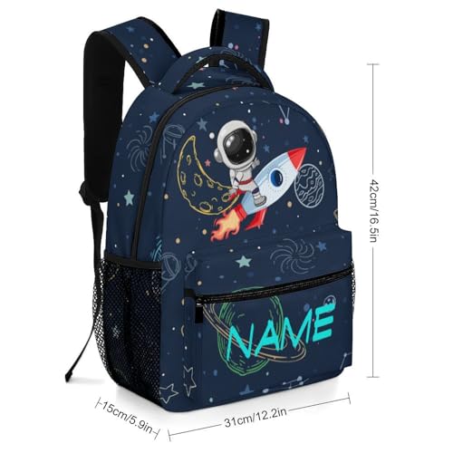 Custom Kids Backpack for Boys Girls Personalized Add Text Name Rocket Planet Astronaut Water Bottle Bookbags Customized School 2 Set Backpack2