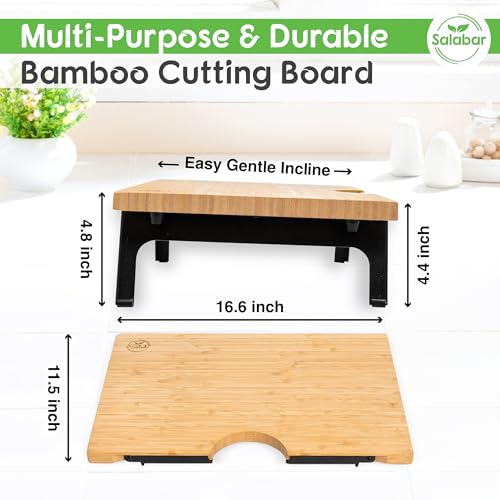 Tabla de cortar rectangular de bambú 42x29 cm con patas miniatura 3