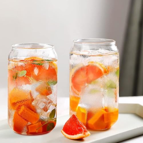 Image of Glass Sipper Tumbler with Straw Mug for for Milk /Coffee /Green Tea Cup Set for Adults and Kids - Pack of 2 - Fruit Juice Milk Cup Sipper Tea (2 Glass Can with Straw)