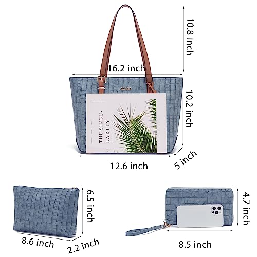 Image of Qiyuer Versatile Daily Purses with RFID Wallet for Women Tote Handbag Set | 3PCS, Fits 13 inch Tablet, Sturdy Vegan PU, Spacious, Work Use, Shoulder Satchel, Large Clutch Wallet, Makeup Bag, Ideal Gift