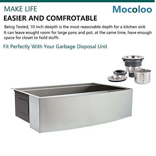 33 Farmhouse Sink - Mocoloo 33 Inch Kitchen Sink Apron Front Workstation Stainless Steel 16 Gauge Single Bowl Farm Style Deep Sink Basin #TOP5