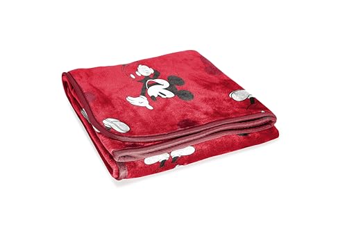 Image of Jay Franco Disney Mickey Mouse Plush Throw Blanket - Measures 50 x 60 Inches - Kids Super Soft Red Fleece Bedding