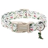 DOGWONG Dinosaur Dog Collar-Cute Dog Collar Adjustable Comfortable Cotton Boy Dog Collars for Small Medium Large Dogs, Medium
