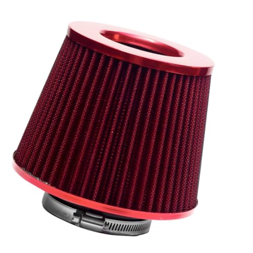 Filtre à air haut débit 76mm cône sec rouge avec collier de serrage