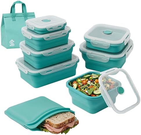 8PCS Collapsible Food Storage Containers With Lids - Camping Sili...