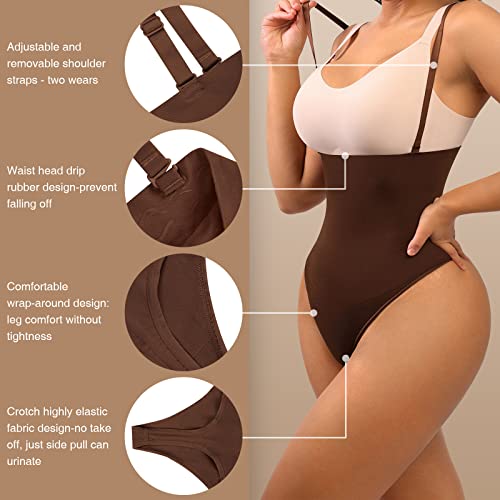 Feelingirl Seamless Shapewear Briefs For Women Body Shaper Panties Firm Control Tummy Thong Underwear Brown Xs-S #TOP3