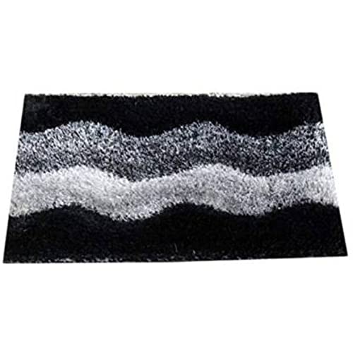 Image of Anti Skid Doormats for Home and Office Entrance Living Room and Bathroom Mats | Entrance Door Mats for Home and Office Entryway. (Black Zigzag Grey, 20x32)