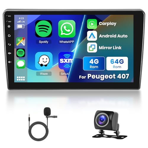 4+64G] Hodozzy Carplay Car Radio For Peugeot 407 2004-2011, 9 Inch