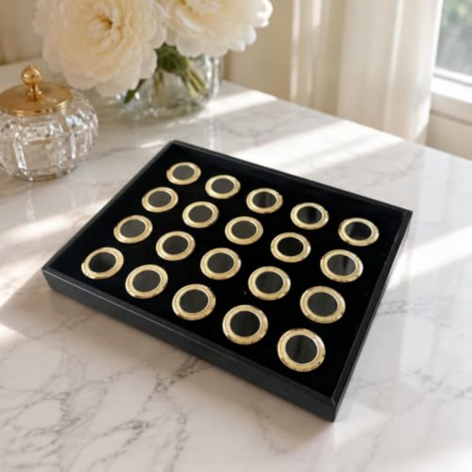 Organized Gemstone Display Tray Multi-Slot Jewelry Display Tray