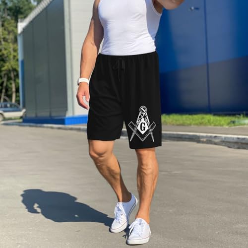 Masonic Symbols Pajama Shorts for Men, Men's Pajama Bottoms, Sleepwear for Summer3
