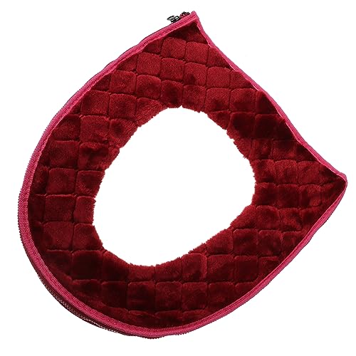 RORPOIR 2 Pcs Toilet Warmer Pad Padded Toilet Elongated Plush Toilet Pad Toilet Seat Warmer Cushion Cover Zip Toilet Cover Toilet Cushion Parts Reusable Toilet Seat Cover Rug Flannel Red