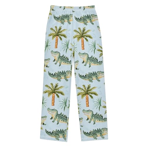 Pajama Pants Palm Tree Crocodile Pattern Long Sleep Pants Lounge Bottoms