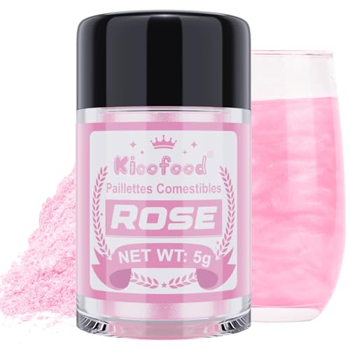 Paillettes Comestibles - Kicofood 5g Paillettes Alimentaires Comestibles, Paillette Alimentaire, Colorant Alimentaire Paillettes for Cocktails Décoration de Gâteaux Chocolats (Rose)