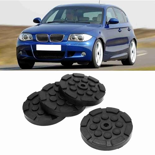 Image of 4 Pcs Universal Rubber Lift Pad for Car Jacking, 120mm Diameter x 15mm Thick Round Adapter with 11mm Center Hole, Compatible with Floor Jacks, Jack Stands