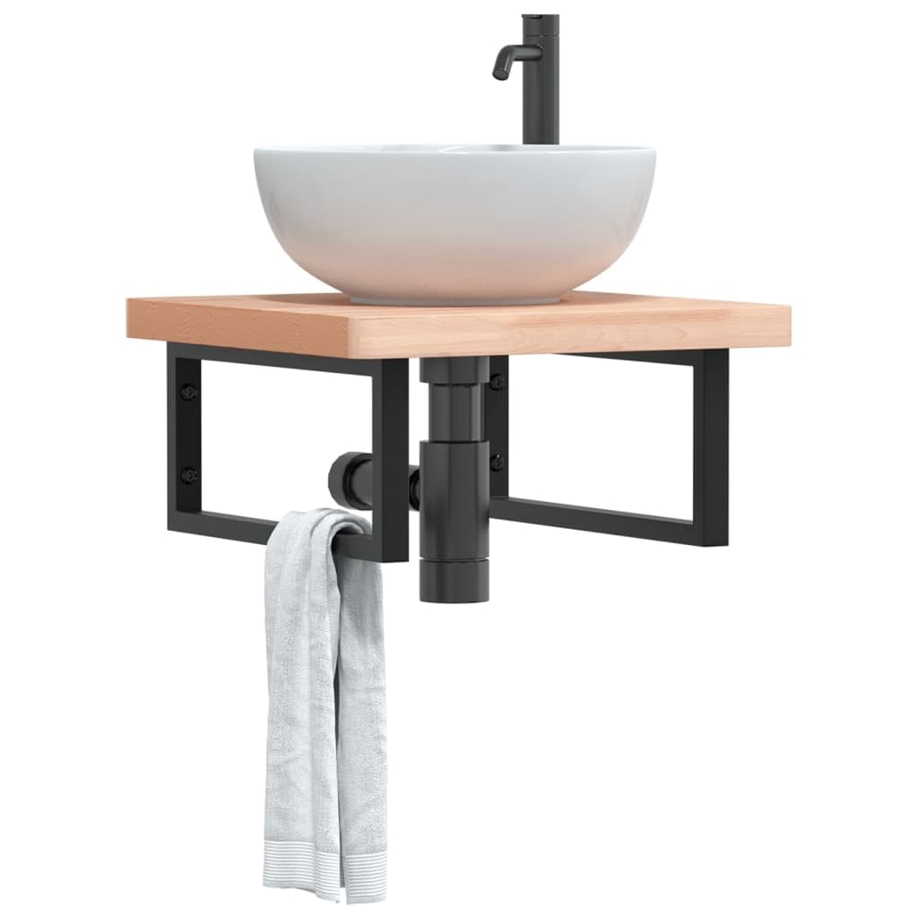 Mensola da parete per lavabo, 50 x 50 cm, in legno massello di