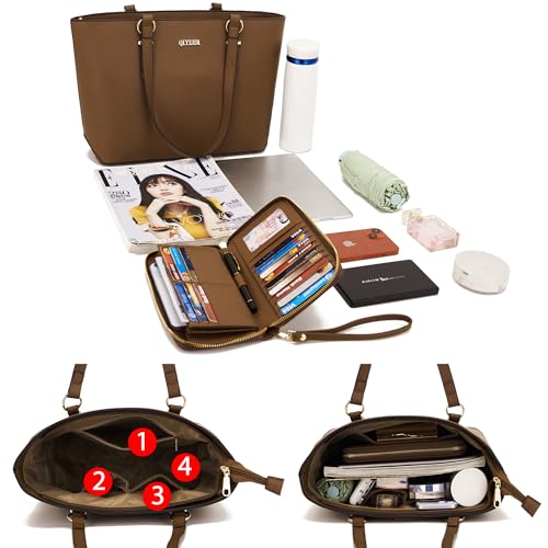 Image of Qiyuer Versatile Daily Purses with RFID Wallet for Women Tote Handbag Set | 3PCS, Fits 13 inch Tablet, Sturdy Vegan PU, Spacious, Work Use, Shoulder Satchel, Large Clutch Wallet, Makeup Bag, Ideal Gift