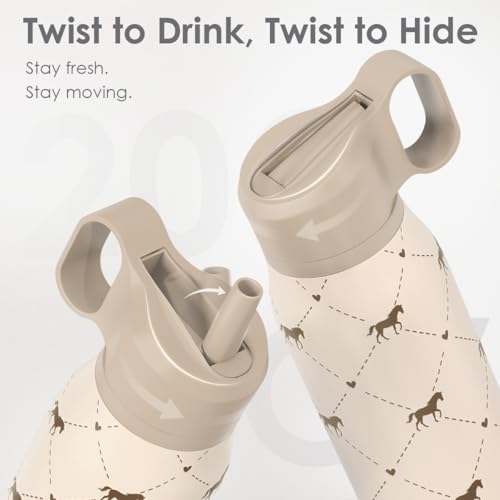 Image of Horse Stainless Steel Water Bottle with Twist Lid 20oz, Travel Insulated Water Bottles for Sports & Gym, Gift for Women Girls Friends Birthday Christmas
