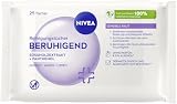 NIVEA Reinigungstücher Beruhigend, parfüm- und alkoholfreie Abschminktücher für wasserfestes Make-Up, sanfte Gesichtsreinigung mit Süßholzextrakt und Panthenol (25 Stück)