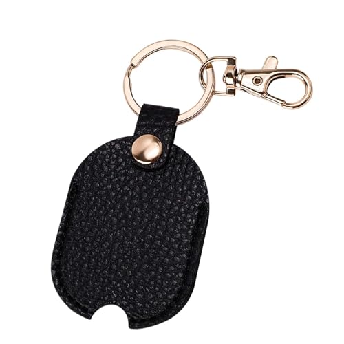 NQEUEPN Funda de Cuero para Llave de Coche, Repuesto para Llave Rota Protector de Llavero de Cuero de PU con Llavero de Hierro Funda para Llave de Casa para Hombre y Mujer (Negro, Dorado)