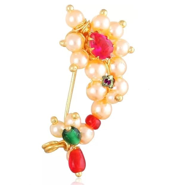 Maharashtrian Gold Plated Clip on without Piercing Nose Ring and Nath for Women (B0CX8Q8X8C) Amazon Price History, Amazon Price Tracker