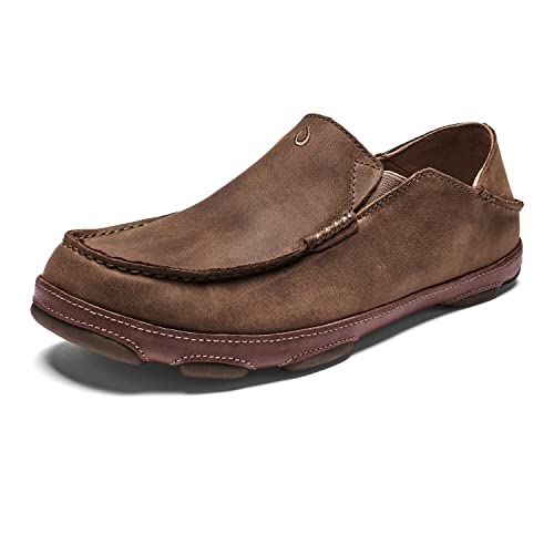 OLUKAI Moloa Men’s Premium Leather Shoes, Easy Slip On & Off Design, Casual & Versatile Loafer, Drop-in Heel & Enhanced Traction