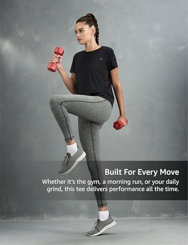 Image of Symbol Premium Women's Solid Regular Fit Sports Stretch T-Shirt | Round Neck | Raglan Sleeve | Moisture-Wicking | Activewear | Running | Gym | Plain (Available in Plus Sizes)