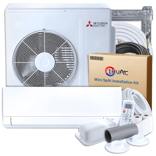 Mitsubishi 24000 BTU 21.5 SEER2 GX-Series Mini Split Heat Pump System with 15ft Line Set & Installation Kit - R454B Single Zone - Built-In WiFi Wall Mounted Ductless AC-Heating Unit