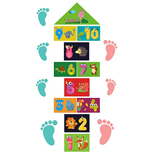 Huigou Cartoon Numbers Game Lattice Floor Sticker Planet Astronaut Hopscotch Home Wall Decor Removable Creative Jumping Gird Art Floor Decals For Baby Kids Room Nursery Classroom Play Room,10 Numbers #TOP6