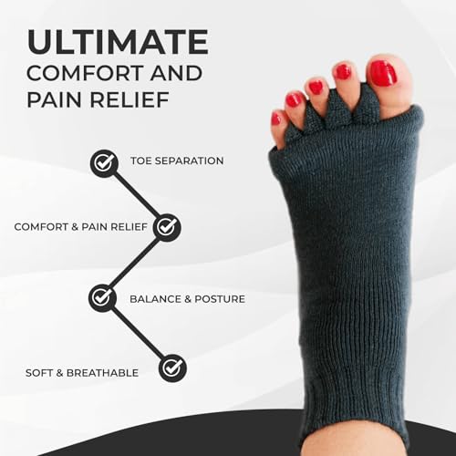 Image of Happy Feet Toe Alignment Separator Socks, Prevent Foot Cramps and hammertoes, Toe Separator Massage Socks