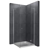 Alpenberger Eckeinstieg Duschkabine 100 x 100 x 200 cm | Komplettdusche aus 6 mm Einscheiben-Sicherheitsglas | inkl. Befestigunsmateriale, Dichtungen, Ausgleichs-Stabilisationsbügel