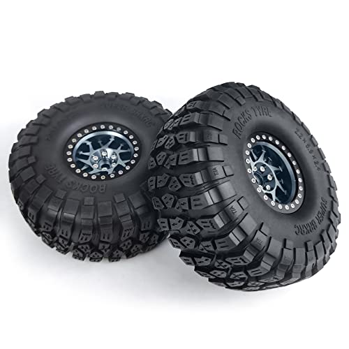 Que-T 4Pcs/Set Wheel Tires Set, 2.2Inches Wheel Rims Hubs With 150Mm Rubber Tires Tyres For Axial Rbx10 Axi03005 Rr10 1/10 Rc Crawler Car (Titanium Black) #TOP3