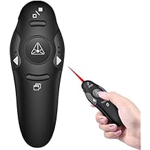 DINOSTRIKE Presentation Clicker with Red Laser Pointer, RF 2.4GHz USB Wireless Presenter Remote Slide Clicker for Powerpoint Presentations for Computer Laptop Office Classroom