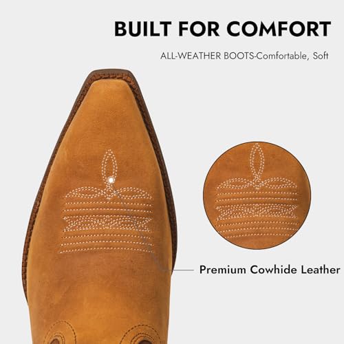 Palitutu Cowboy Boots for Women Western Mid Calf Embroidered Cowgirl Boot Country Full Cowhide Leather Boot MWB6016-6.5B by Palitutu - Used condition - Image 5