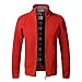 Men Classic Full Zip Knitted Cardigan Casual Stand Collar Fleece Lined Sweaters Slim Fit Winter Warm Thick Sweater (Orange,XX-Large)
