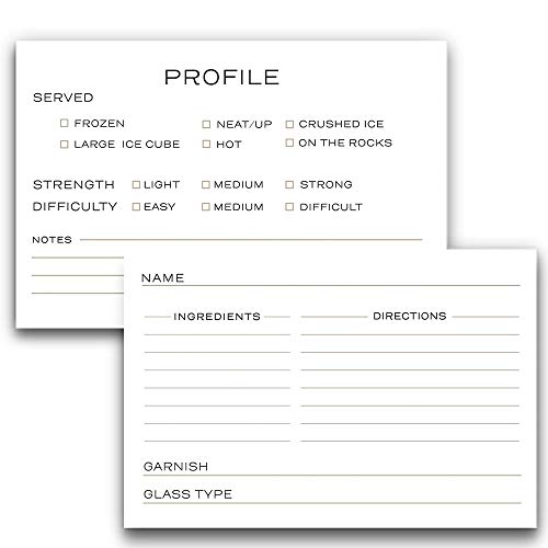 Cocktail Recipe Cards, 4 X 6 Inches, The Gift Collection, Double Sided #TOP2