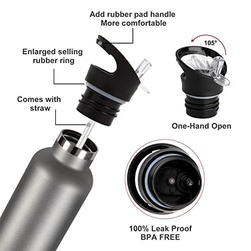 Neihepal 24Oz Insulated Water Bottles Bulk 8 Pack,Stainless Steel Double Wall Sport Bottle With Straw Lid,Metal Cup Reusable Thermoses With Hand Cap For School,Cyclists,Hikers,Gift(Cold Grey,8 Count) #TOP3