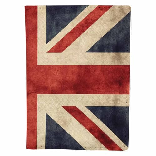 Kaxepren United Kingdom Flag Passport Holder for Travel Grunge Vintage Retro Patriot PU Leather Passport Cover Wallet Cute Passport Card Holder for Women and Men