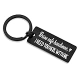 Elechobby Drive Safe Keychain I Need You Here With Me for Husband Dad Boyfriend Gifts Valentines Day Father's day Birthday Gift (Black wider), Medium