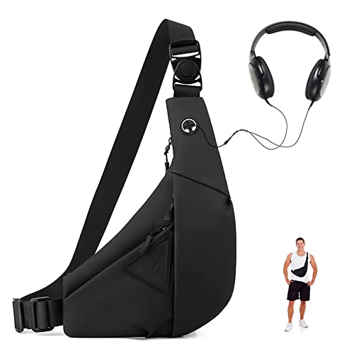 Kannino Small Sling Backpack Waterproof Crossbody Chest Bag Daypack Outdoor Chest Sling Bag Shoulder Chest Bag Daypack Fanny Pack Casual Sling Pack for Men Women for Traveling Hiking Cycling (Black)