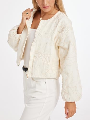 Womens Embroidered Cropped Bomber Jacket Casual Long Sleeve Zipper Lightweight Jackets 2025 Fall Outerwear with Pocket3