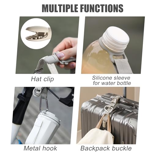 Image of Veki Add a Bag Luggage Straps Jacket Gripper, Baggage Suitcase Belts Travel Accessories, Travel Belt with Buckle Adjustable Baggage, Provide Hat Clip, Make Your Hands Free, Carry on Bag (Grey)