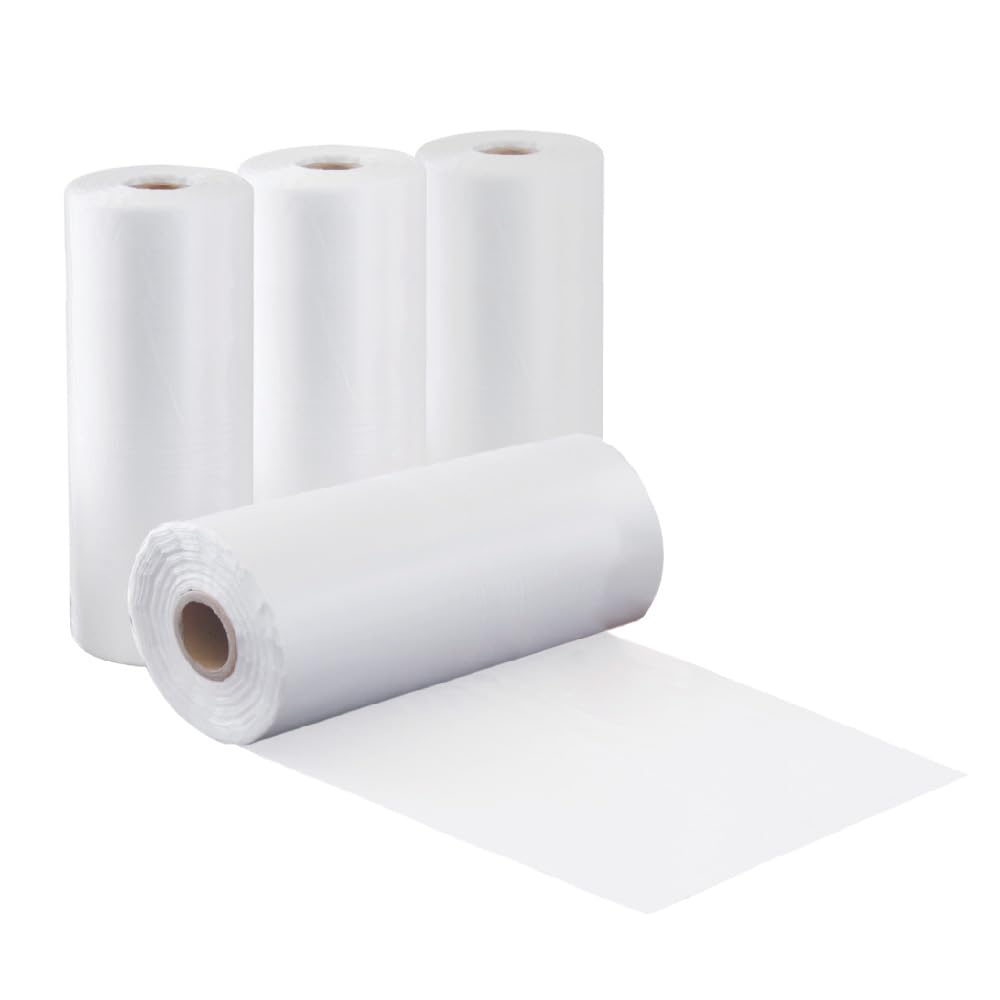 4 Rolls 12" x 17" HDPE Plastic Produce Roll Bags for Food Storage, Kitchen, Market, Grocery, 625 Bags/Roll