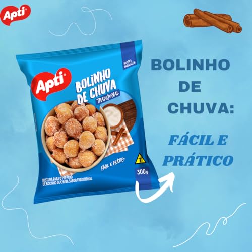 Kit com 3 Mistura Para Preparo De Bolinho De Chuva Sabor Tradicional 300g Apti