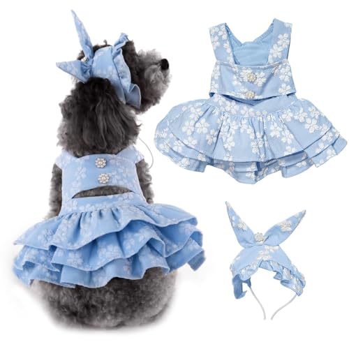 Ropa Jacquard Floral para Perros Pequeños con Sombrero