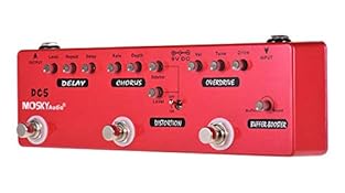 Multi effect pedal: 6 effects In 1 unit: Buffer, Booster, Overdrive, Distortion, Chorus, Delay effects. Buffer Booster: Knob-0: clean buffer. Knob>0: clean boost. The buffer is an active electronic circuit that keeps your guitar signal strong and pre...