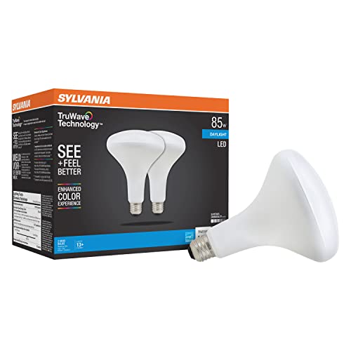 LED TruWave Natural Series BR40 Light Bulb, 85W Equivalent Efficient 12W, Medium Base, Dimmable, Frosted, 5000K, Daylight - 2 Pack () - Sylvania 40787