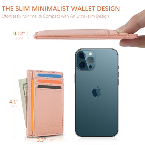 Image of Travelambo Slim Wallet Front Pocket Minimalist Leather RFID Blocking Medium Size